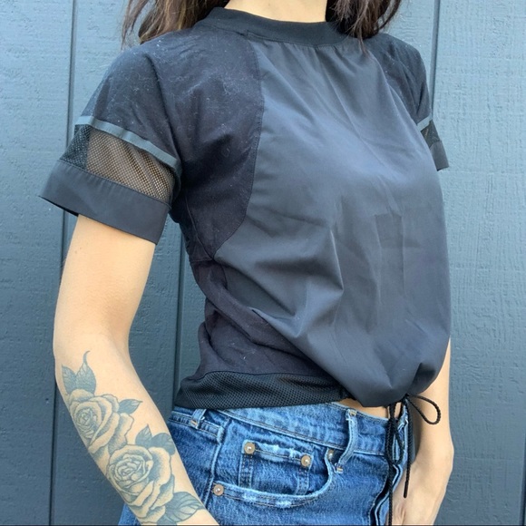 SOLD!!Nike black drawstring mesh sleeve top Sz S - Picture 1 of 4